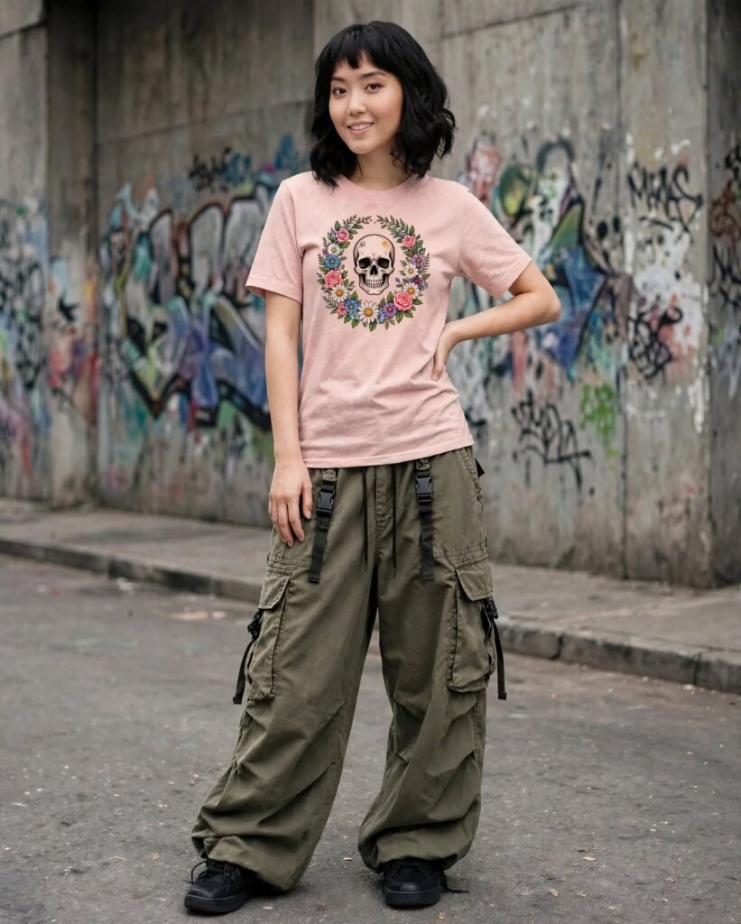 pink skull floral tee 2